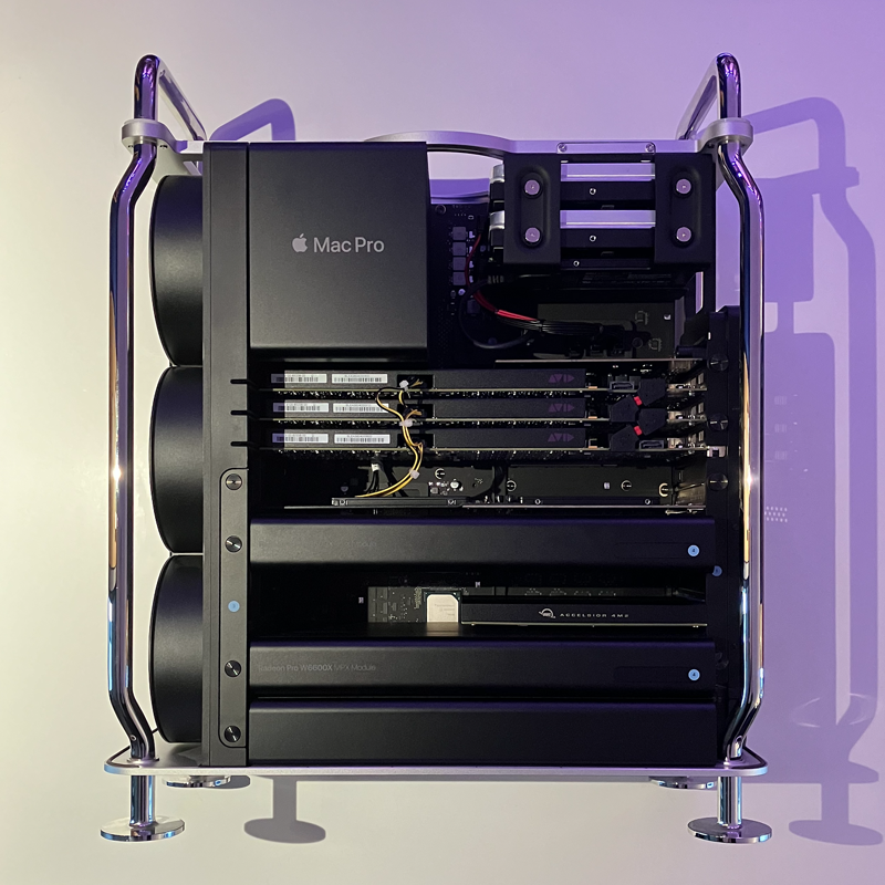 Photo open Mac Pro (2019) with with 3 Pro Tools HDX cards