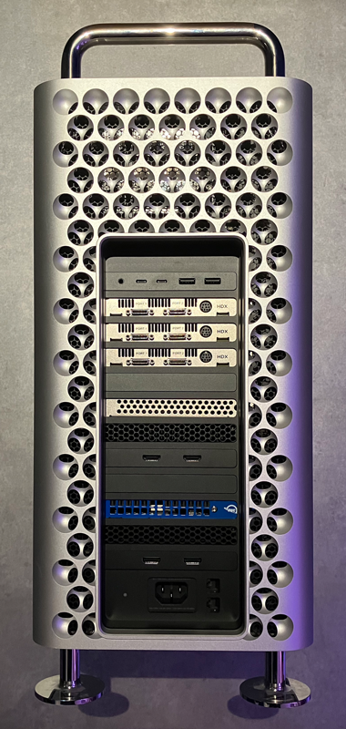 Photo back side of Mac Pro (2019) with 3 Pro Tools HDX cards