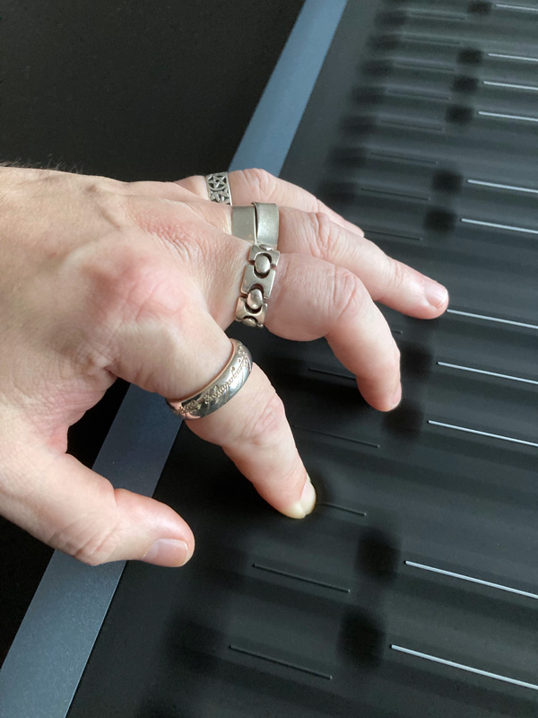 Photo me playing on a ROLI Seaboard RISE 2